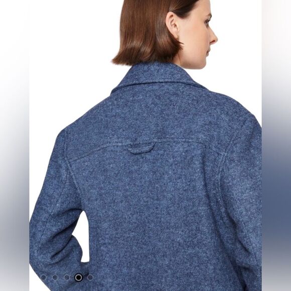 Club Monaco Cozy shirt Jacket Shacket Wool Heather Blue Coat Oversize Lined Cozy - Picture 3 of 16